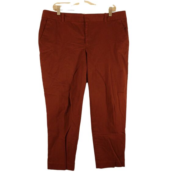 Eddie Bauer dress pants womens 14 36x24 burgundy red flat front stretch crop - Picture 1 of 9